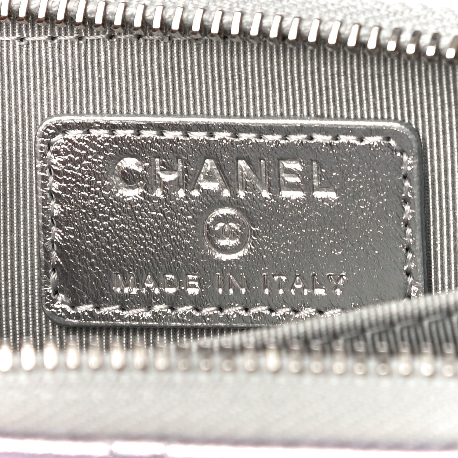 Chanel Gradient Metallic Calfskin Quilted Zip Around Coin Purse Wallet Silver Blue Yellow Purple 6 of 11