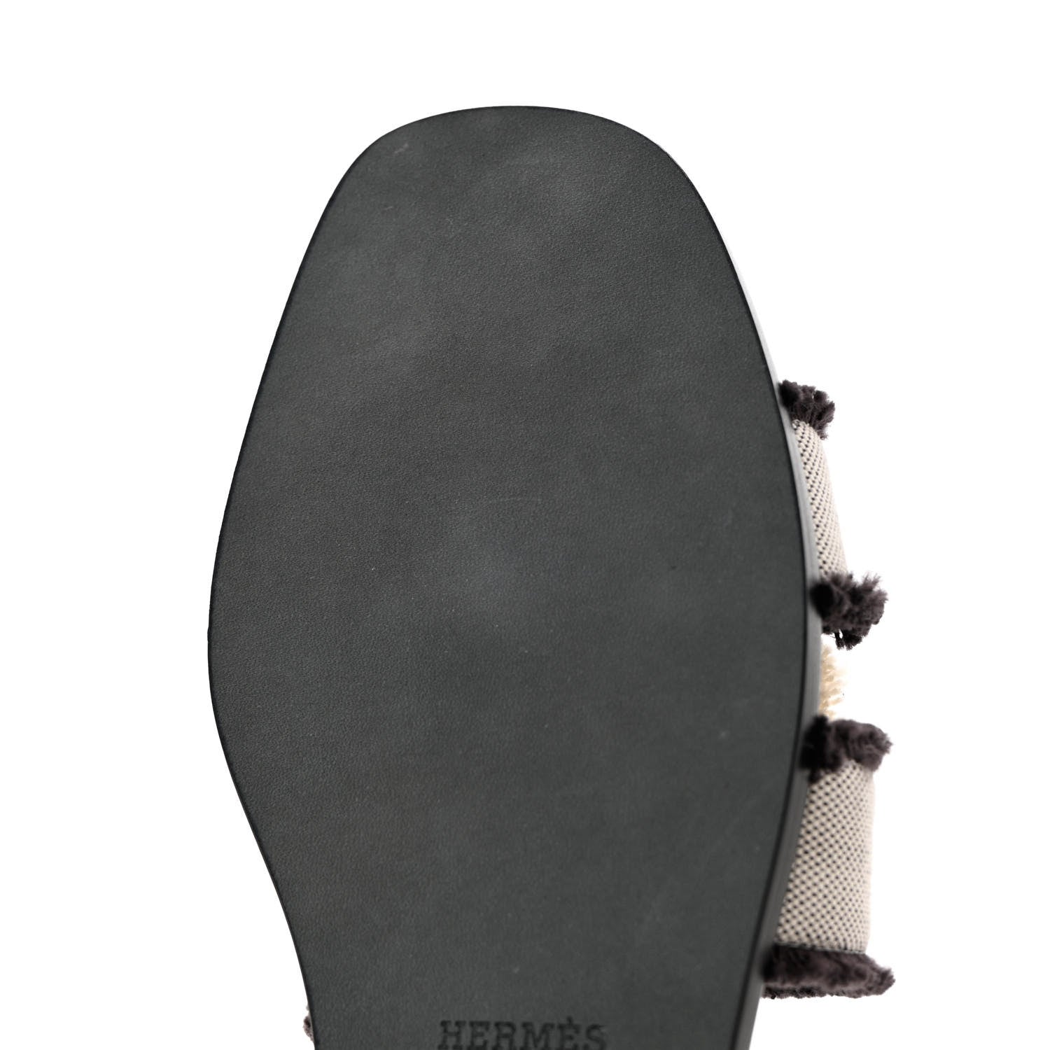 Hermes Toile H Oran Fringe Sandals 39 Prunoir 11 of 13