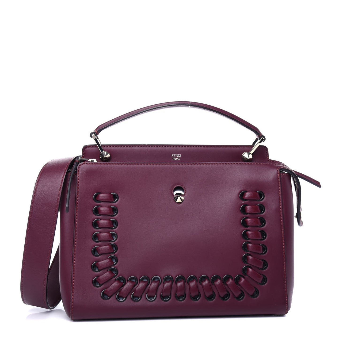 Vitello Baltico Dolce Shiny Nappa Lace Up DotCom Satchel Bordeaux