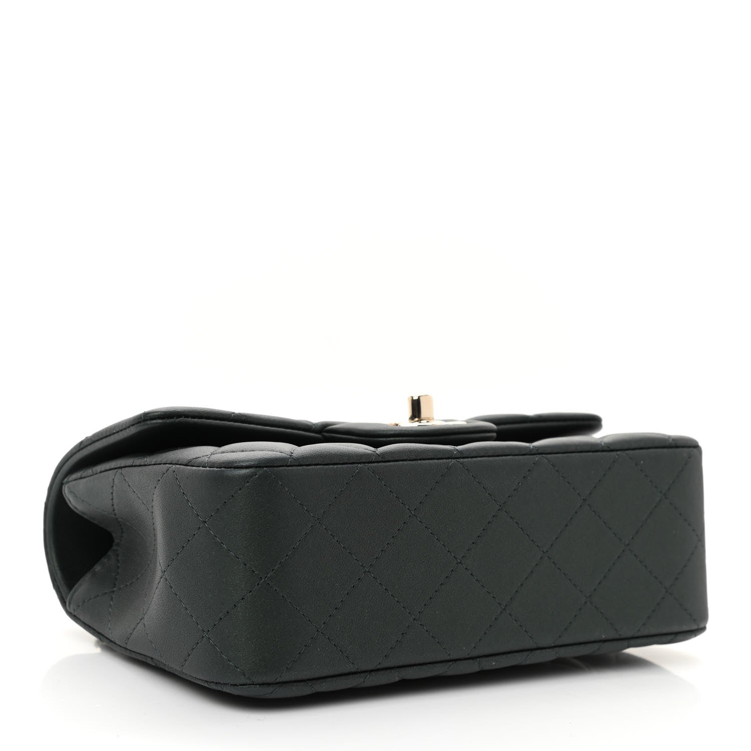 Chanel Iridescent Lambskin Quilted Mini Top Handle Rectangular Flap Dark Green 4 of 11