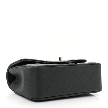 Chanel Iridescent Lambskin Quilted Mini Top Handle Rectangular Flap Dark Green 4 of 11