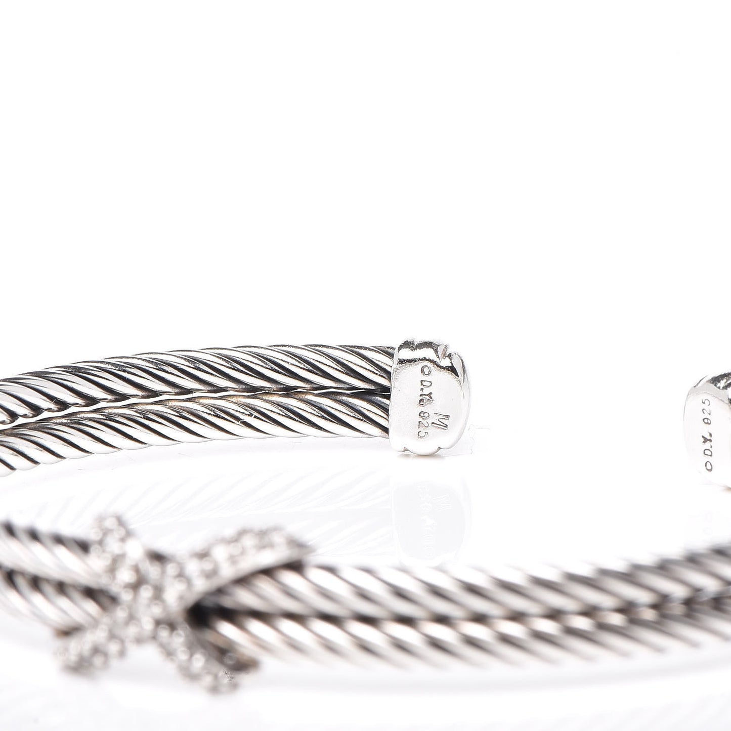 Sterling Silver Diamond 6mm X Double Cable Bracelet