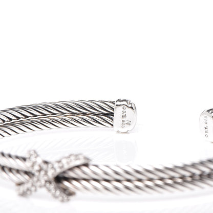 David Yurman Sterling Silver Diamond 6mm X Double Cable Bracelet 4 of 5