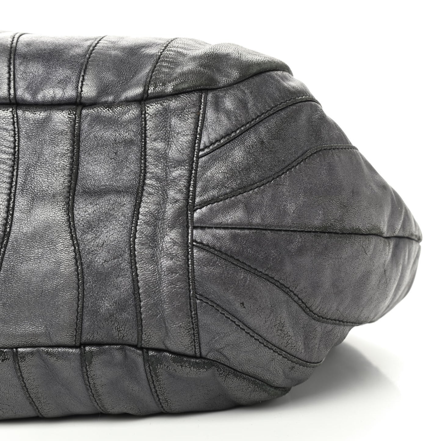 Metallic Nappa Tessuto Mordore Stripes Shoulder Bag Grey