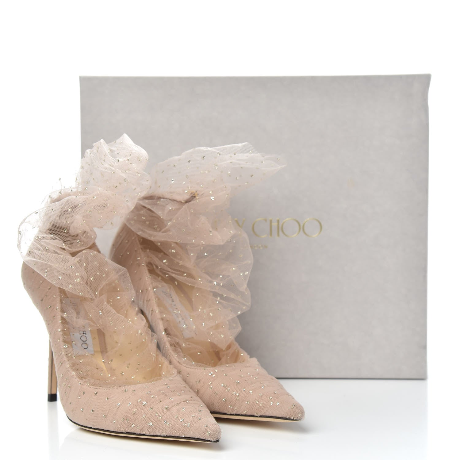 Jimmy Choo Suede Tulle Lavish 100 Pumps 38.5 Ballet Pink 7 of 7