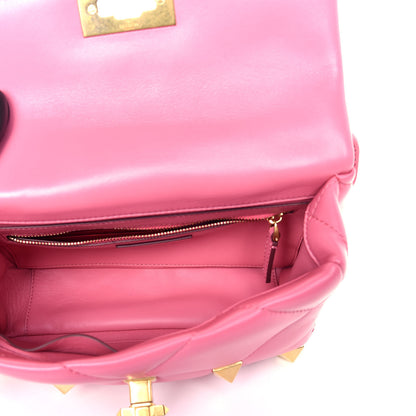 Valentino Garavani Nappa Medium Roman Stud Shoulder Bag Flamingo Pink 4 of 5