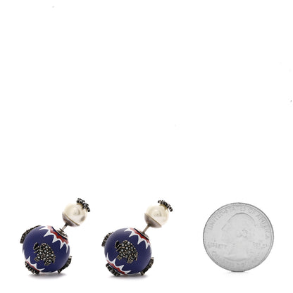 Christian Dior Crystal Mise En Dior Tribal Earrings Matte Blue 2 of 4