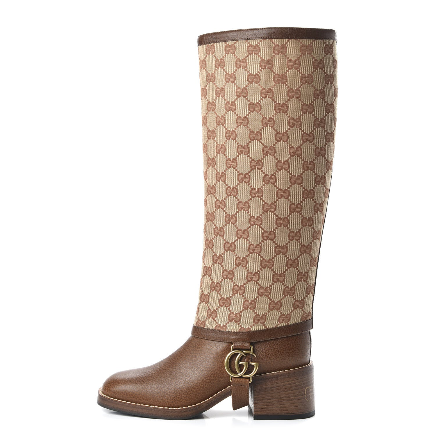 Gucci GG Monogram Calfskin Lola Tall Boots 37 Beige Ruggine Cuir 1 of 9