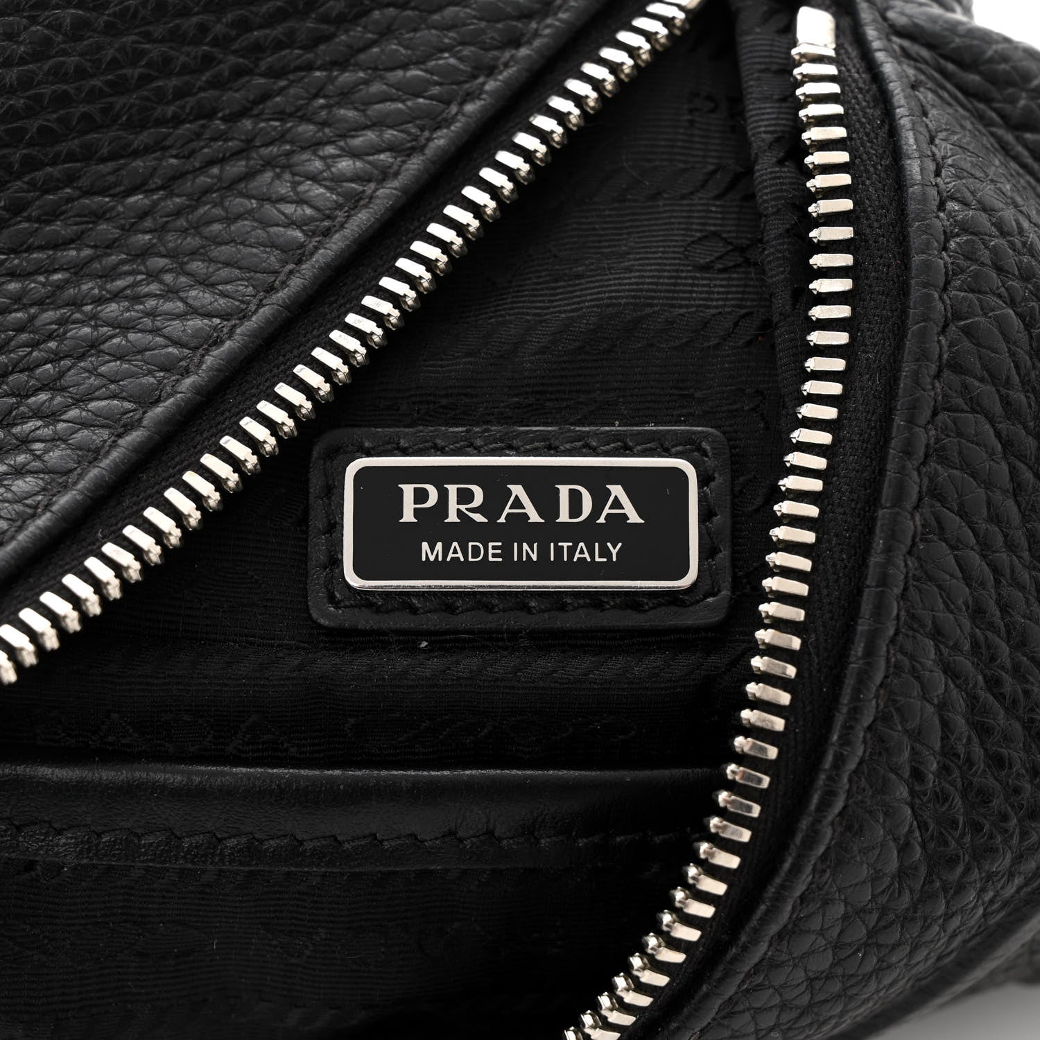 Prada Vitello Daino Logo Embossed Cross Sling Backpack Black 6 of 11