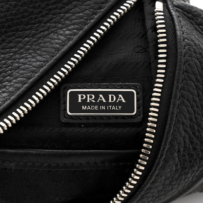 Prada Vitello Daino Logo Embossed Cross Sling Backpack Black 6 of 11