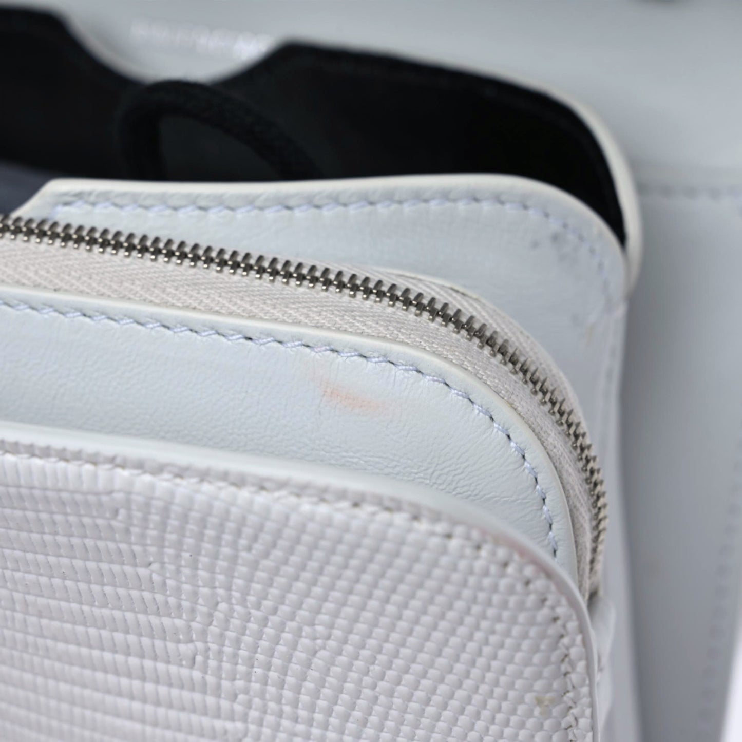 Patent Calfskin Lizard Embossed Tonal B Small B Crossbody Bag White