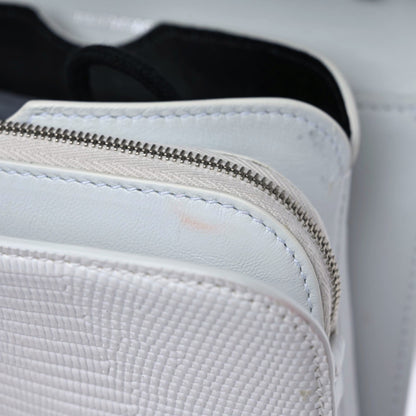 Balenciaga Patent Calfskin Lizard Embossed Tonal B Small B Crossbody Bag White 11 of 11