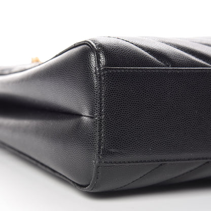 Saint Laurent Grain De Poudre Matelasse Chevron Medium Tribeca Shopping Bag Black 5 of 12