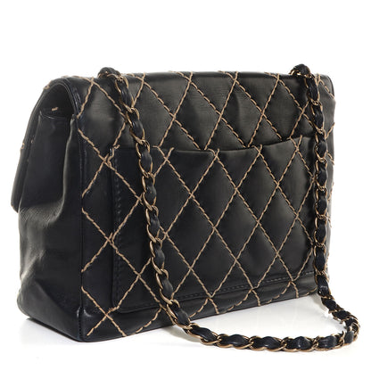 Chanel Calfskin Wild Stitch Jumbo Flap Black 3 of 8