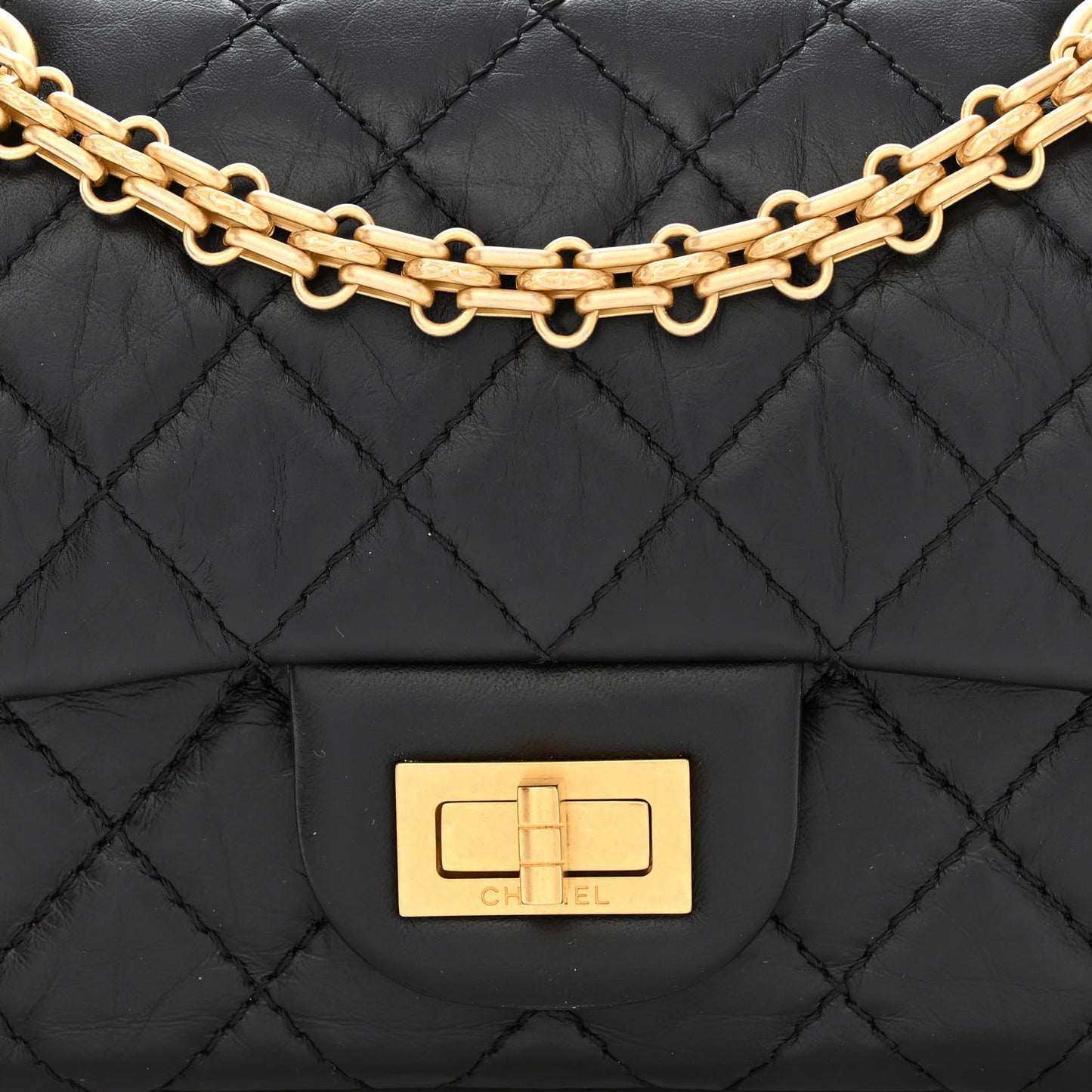 Aged Calfskin Quilted 2.55 Reissue Mini Flap Black