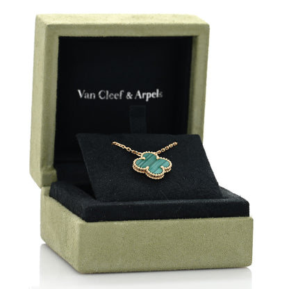 Van Cleef & Arpels 18K Yellow Gold Malachite Vintage Alhambra Pendant Necklace 5 of 5
