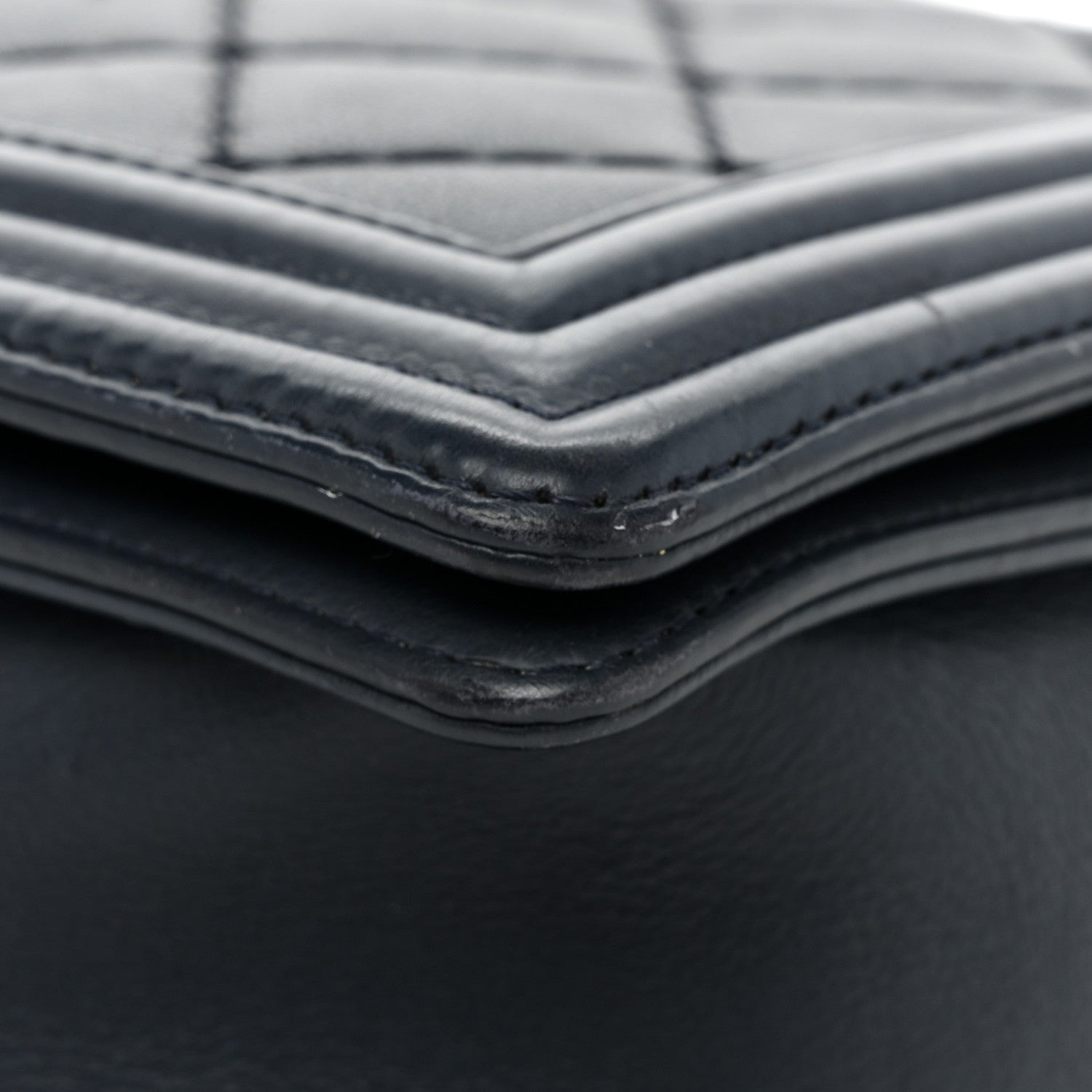 Chanel Calfskin Double Stitch Large Boy Flap Navy Blue 14 of 19