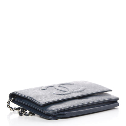 Chanel Caviar Timeless CC Wallet On Chain WOC Blue 4 of 13