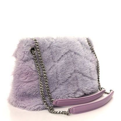 Saint Laurent Merino Shearling Lambskin Quilted Small Loulou Puffer Monogram Chain Satchel Lila 3 of 8