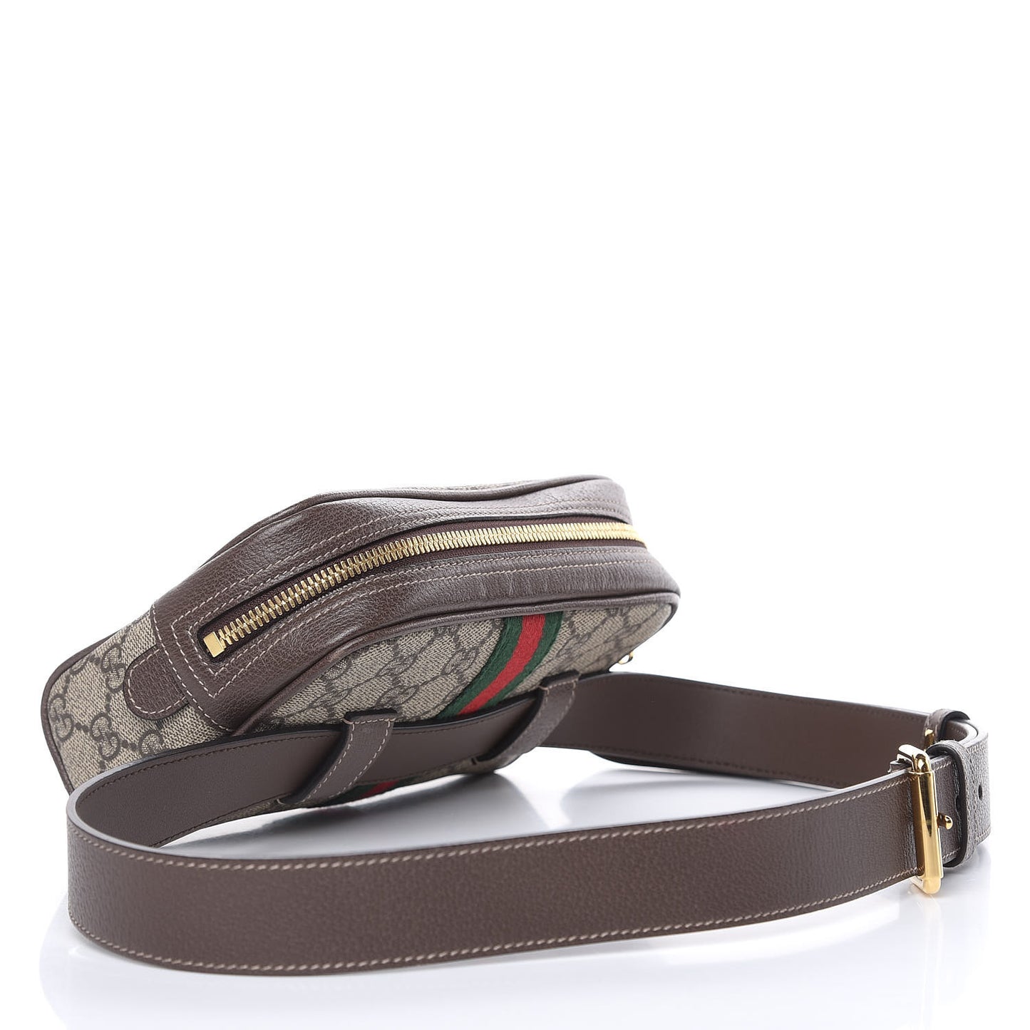 GG Supreme Monogram Web Small Ophidia Belt Bag 95 38 Dark Brown