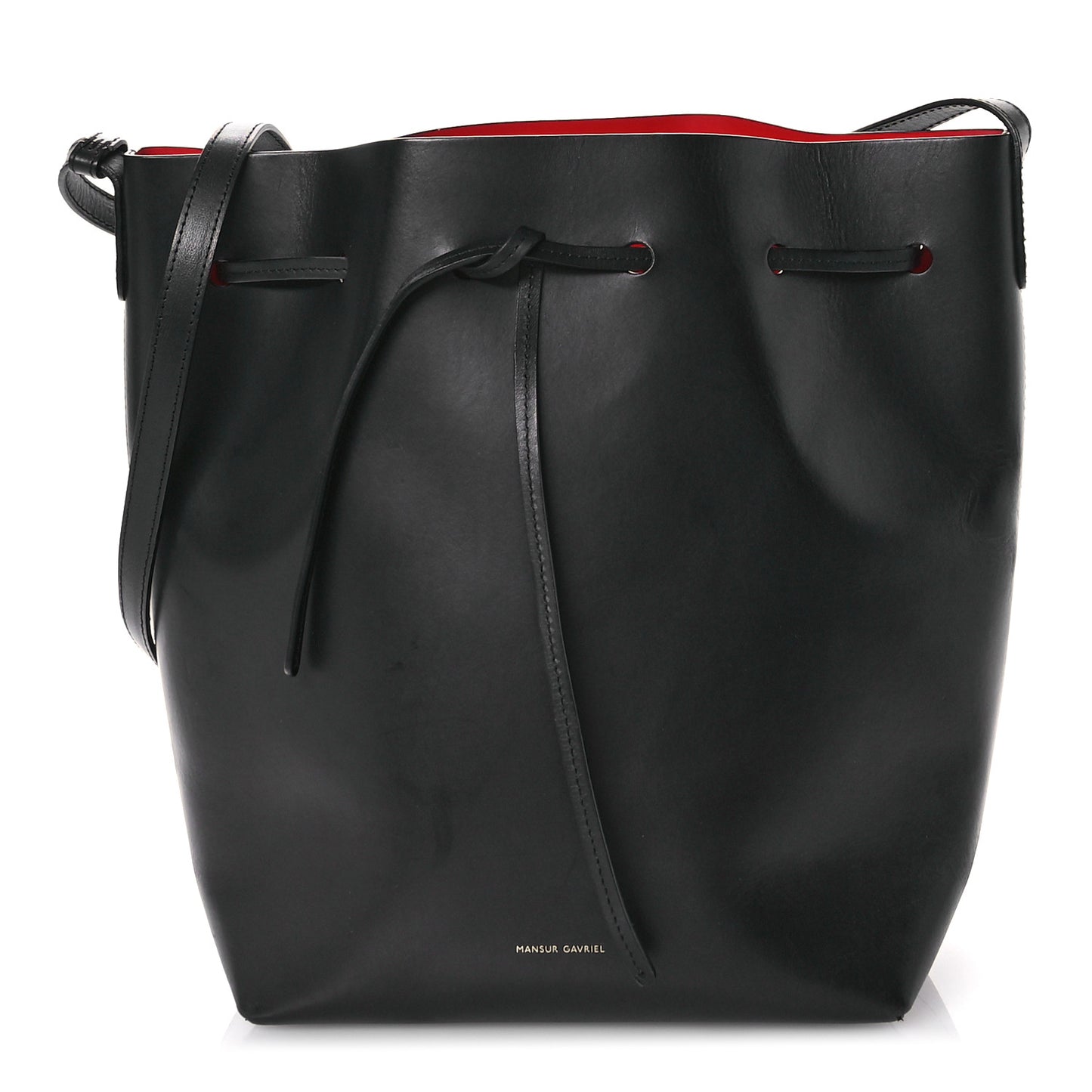 Vegetable Tanned Calfskin Bucket Bag Black Flamma