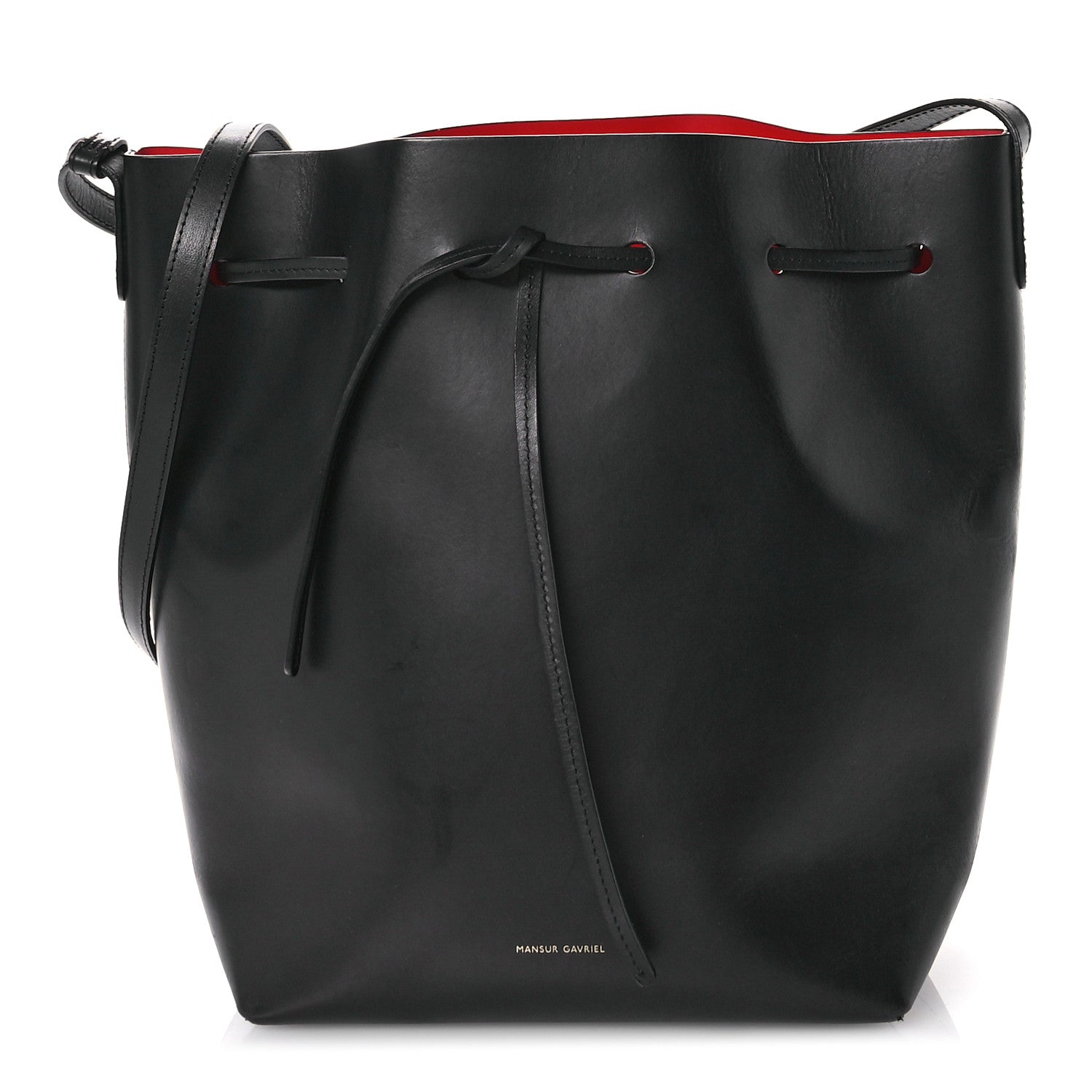 Mansur Gavriel Vegetable Tanned Calfskin Bucket Bag Black Flamma 1 of 12