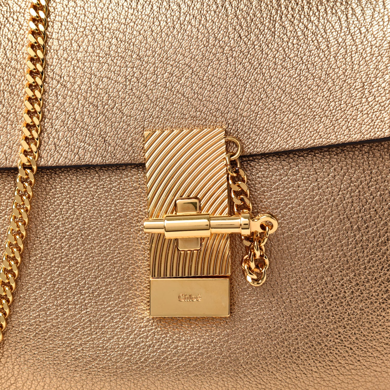 Chloe Metallic Goatskin Mini Drew Shoulder Bag Gold 9 of 9