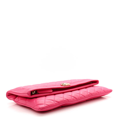 Chanel Lambskin Quilted Beauty CC Boy Clutch Fuchsia 4 of 7