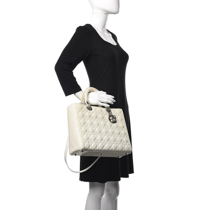 Christian Dior Patent Cannage Large Lady Dior White 2 of 19