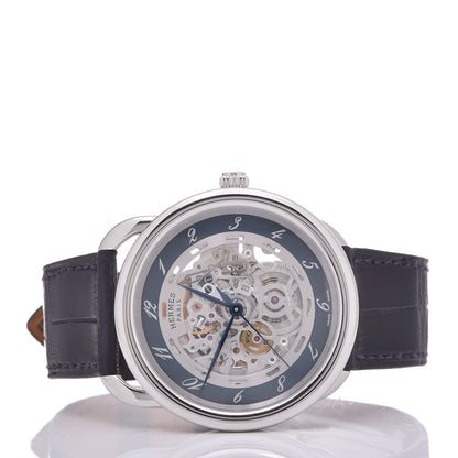 Hermes Stainless Steel Alligator 41mm Arceau Squelette Automatic Watch Marine 3 of 13