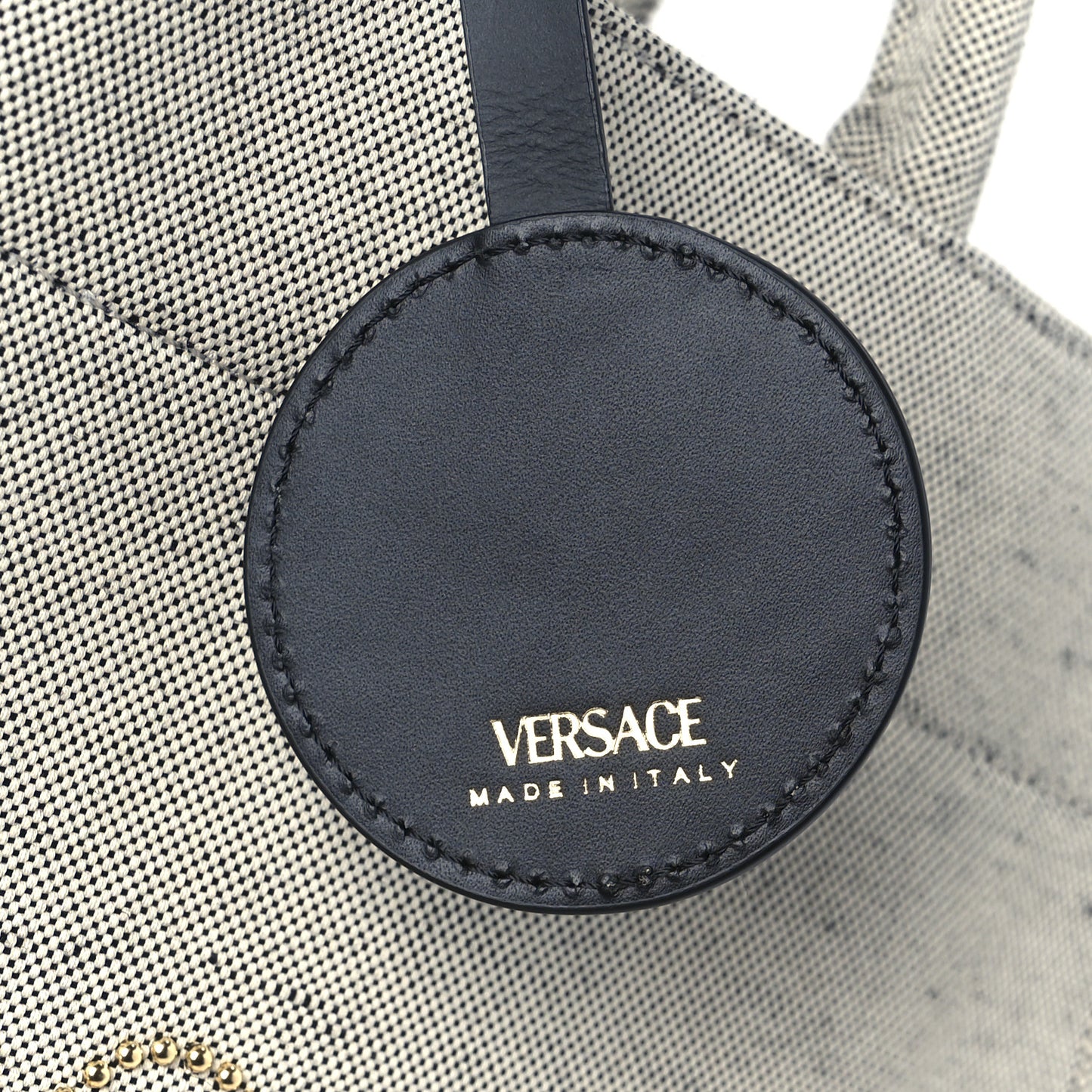 Canvas Studded Logo Tote Bag Beige