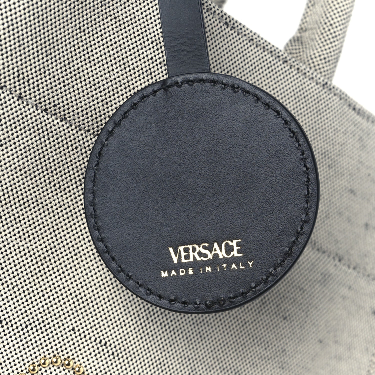 Versace Canvas Studded Logo Tote Bag Beige 8 of 11