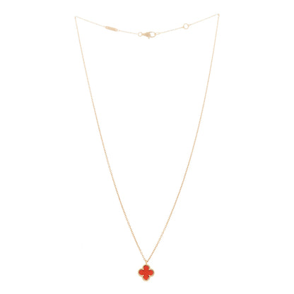 Van Cleef & Arpels 18K Rose Gold Carnelian Sweet Alhambra Pendant Necklace 1 of 5
