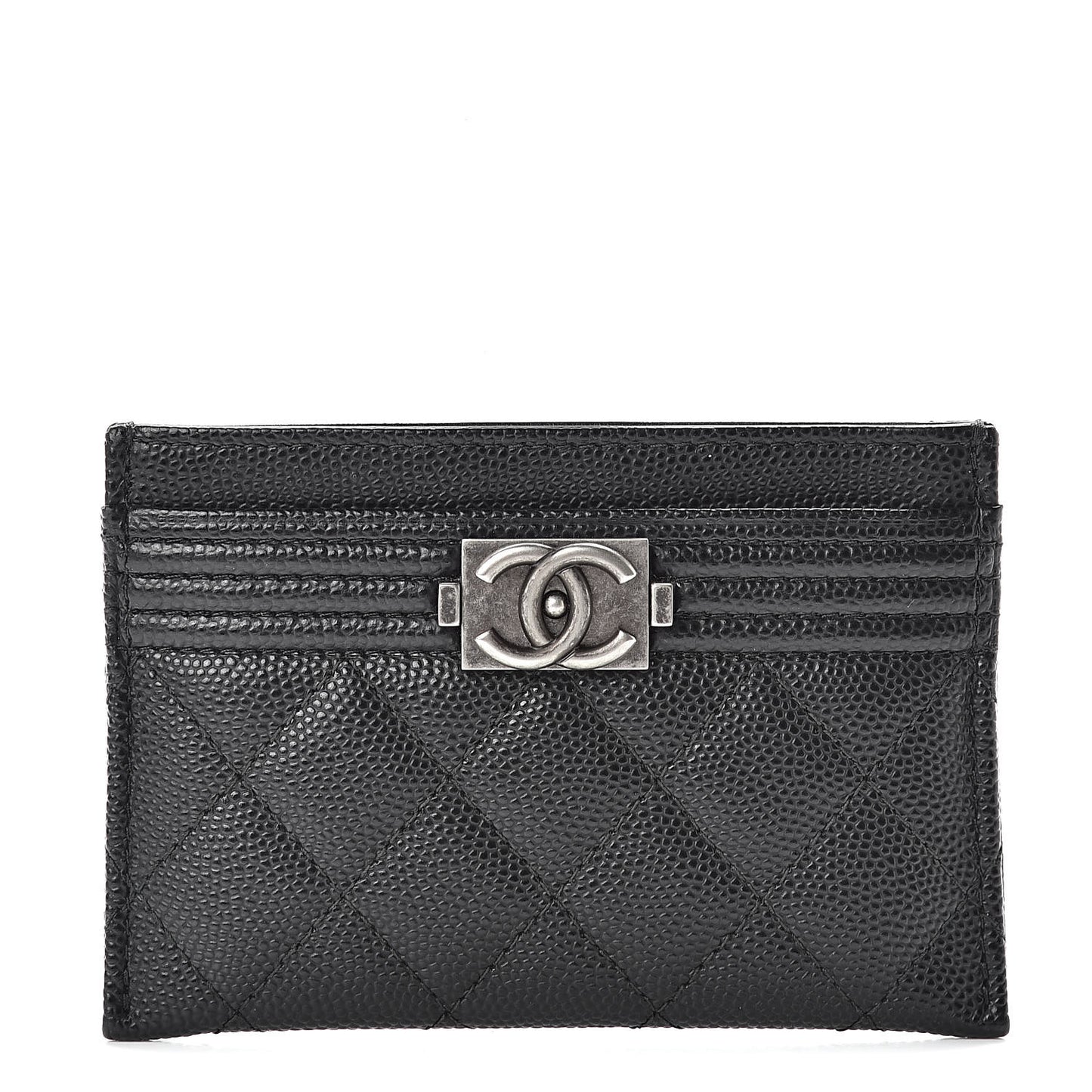 Caviar Quilted Boy Card Holder Black
