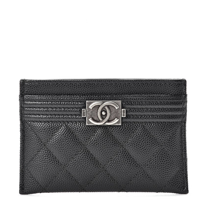 Chanel Caviar Quilted Boy Card Holder Black 1 of 9