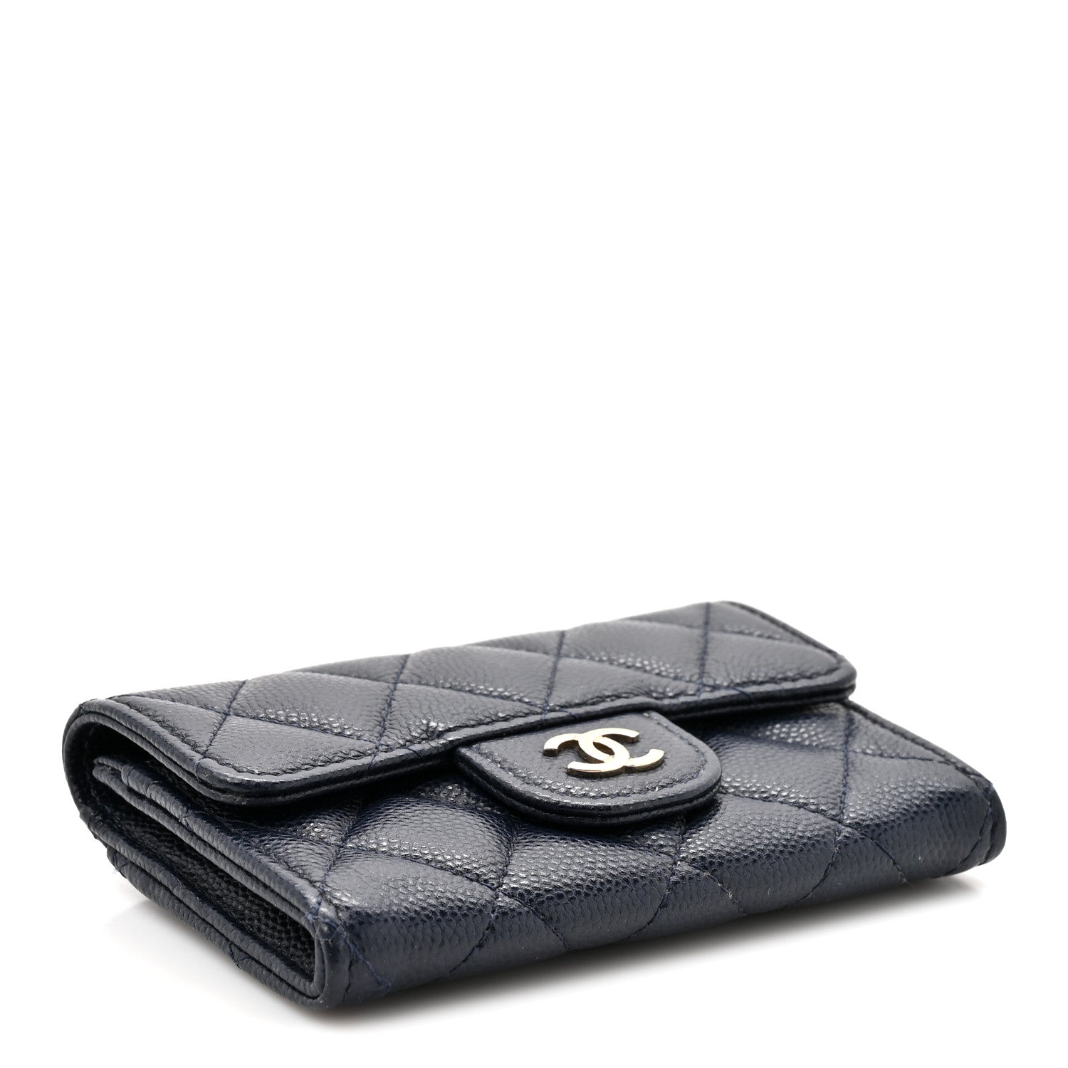 Chanel Caviar Quilted Flap Card Holder Wallet Navy Blue 4 of 9