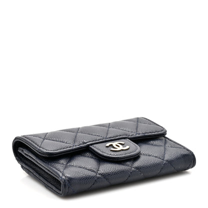 Chanel Caviar Quilted Flap Card Holder Wallet Navy Blue 4 of 9