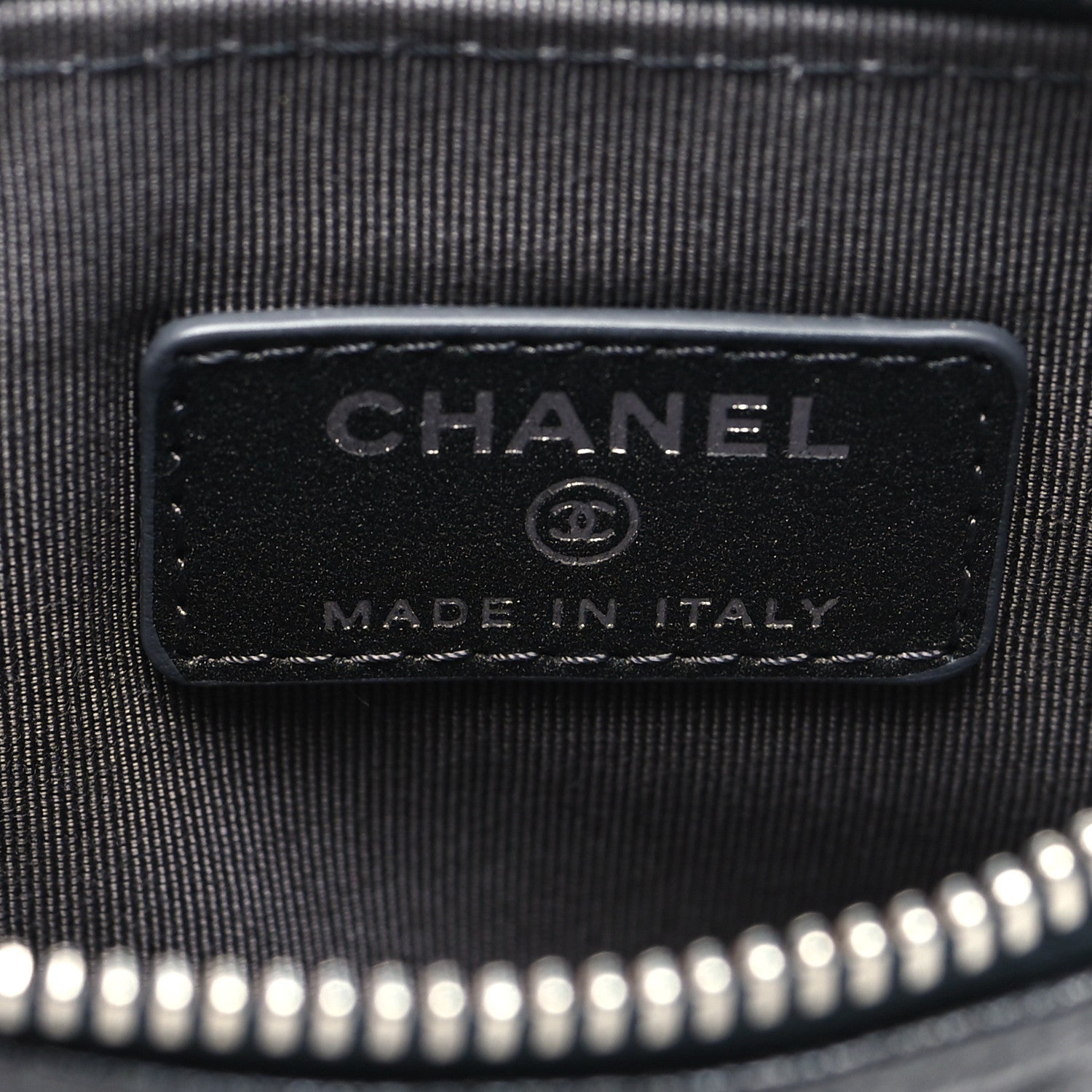 Chanel Goatskin Camellia Embossed Cosmetic Pouch Anthracite 6 of 11