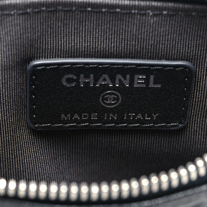 Chanel Goatskin Camellia Embossed Cosmetic Pouch Anthracite 6 of 11