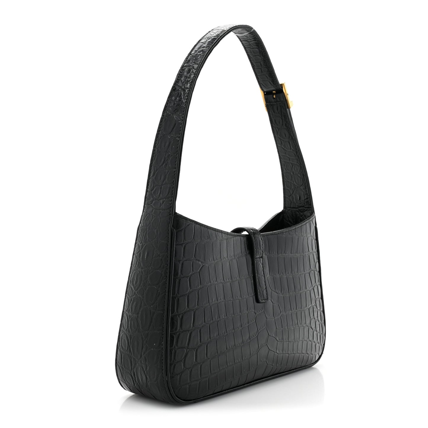 Calfskin Crocodile Embossed LE 5 A 7 Hobo Black