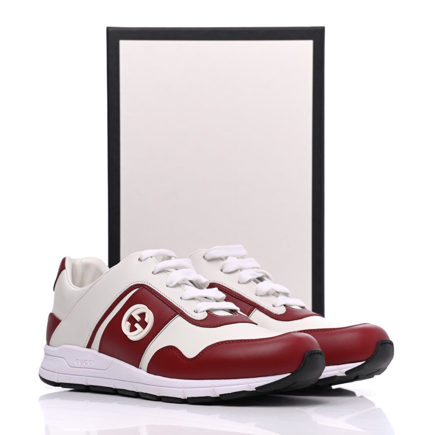 Gucci Calfskin Womens Interlocking G Sneakers 40 White Rosso 9 of 9