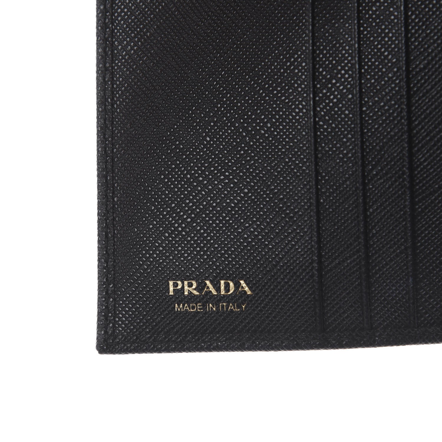 Prada Saffiano Compact Metal Bar Flap Wallet Black 5 of 5