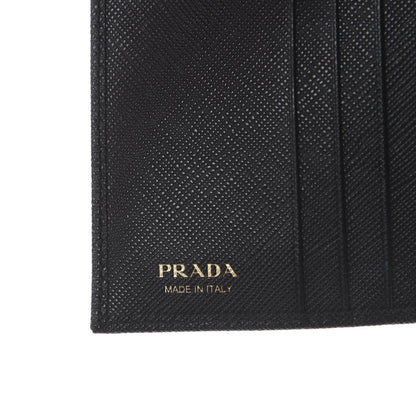 Prada Saffiano Compact Metal Bar Flap Wallet Black 5 of 5