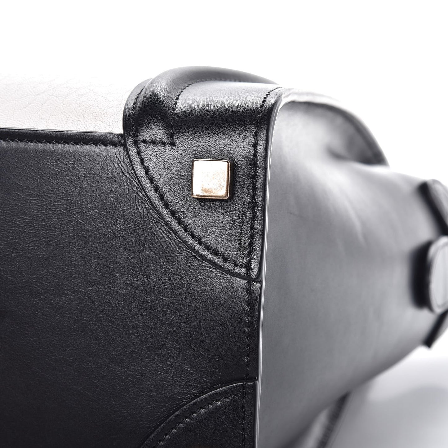 Calfskin Shrunken Lambskin Bicolor Micro Luggage Black White