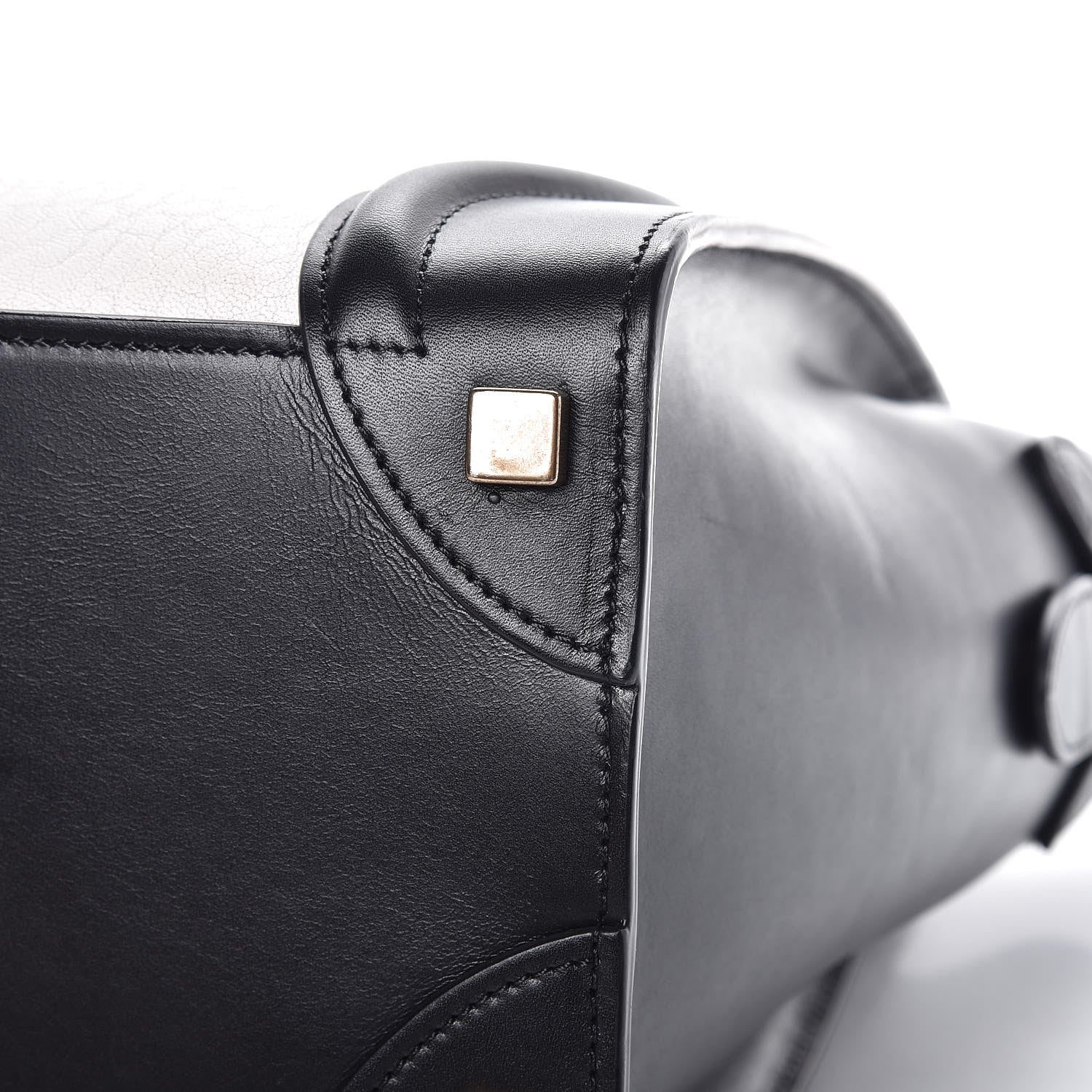 Celine Calfskin Shrunken Lambskin Bicolor Micro Luggage Black White 9 of 11