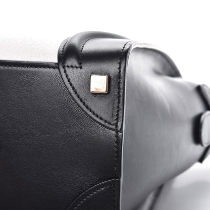 Celine Calfskin Shrunken Lambskin Bicolor Micro Luggage Black White 9 of 11