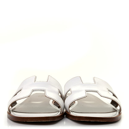 Hermes Box Calfskin Oran Sandals 39 White 2 of 9