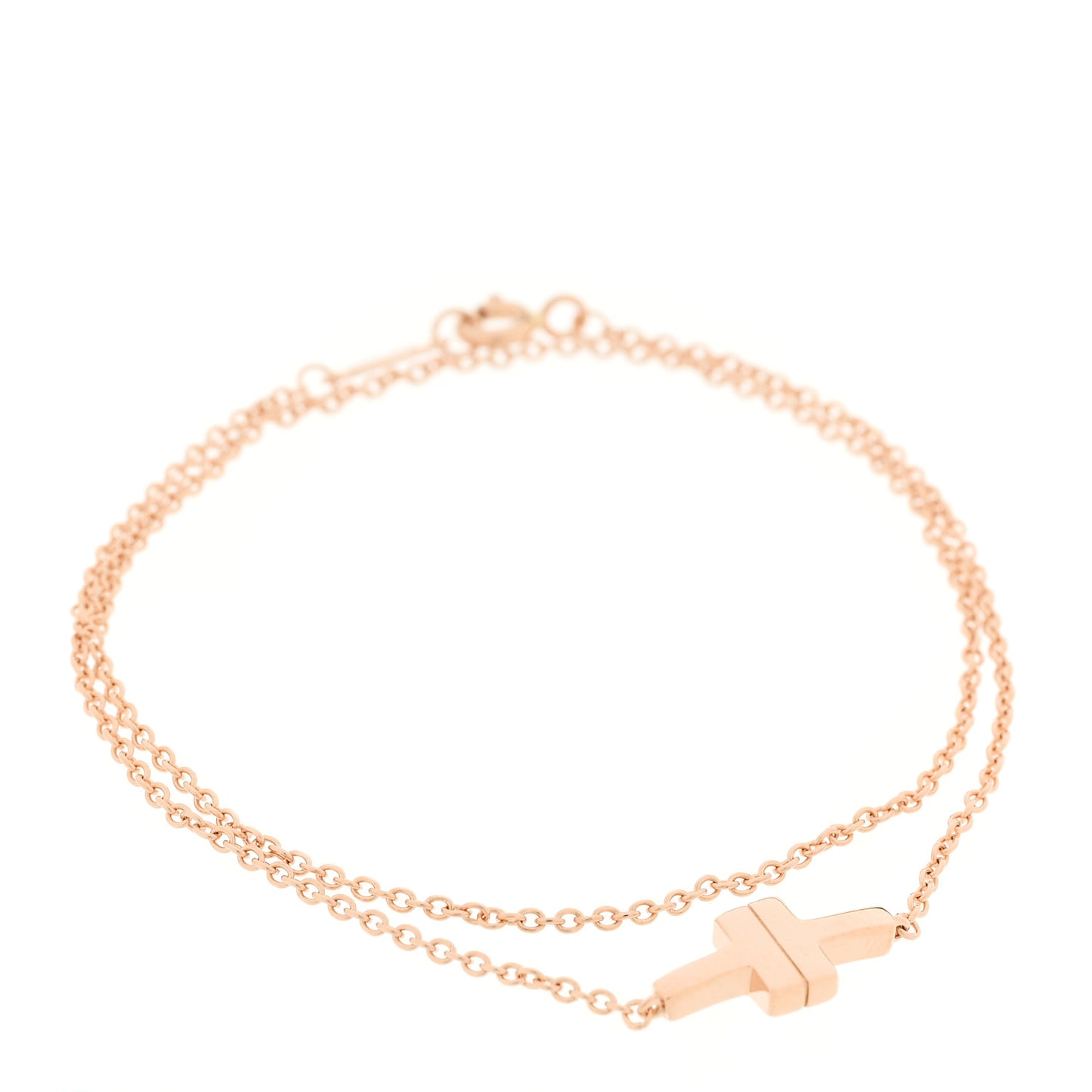 18K Rose Gold T Double Chain Bracelet