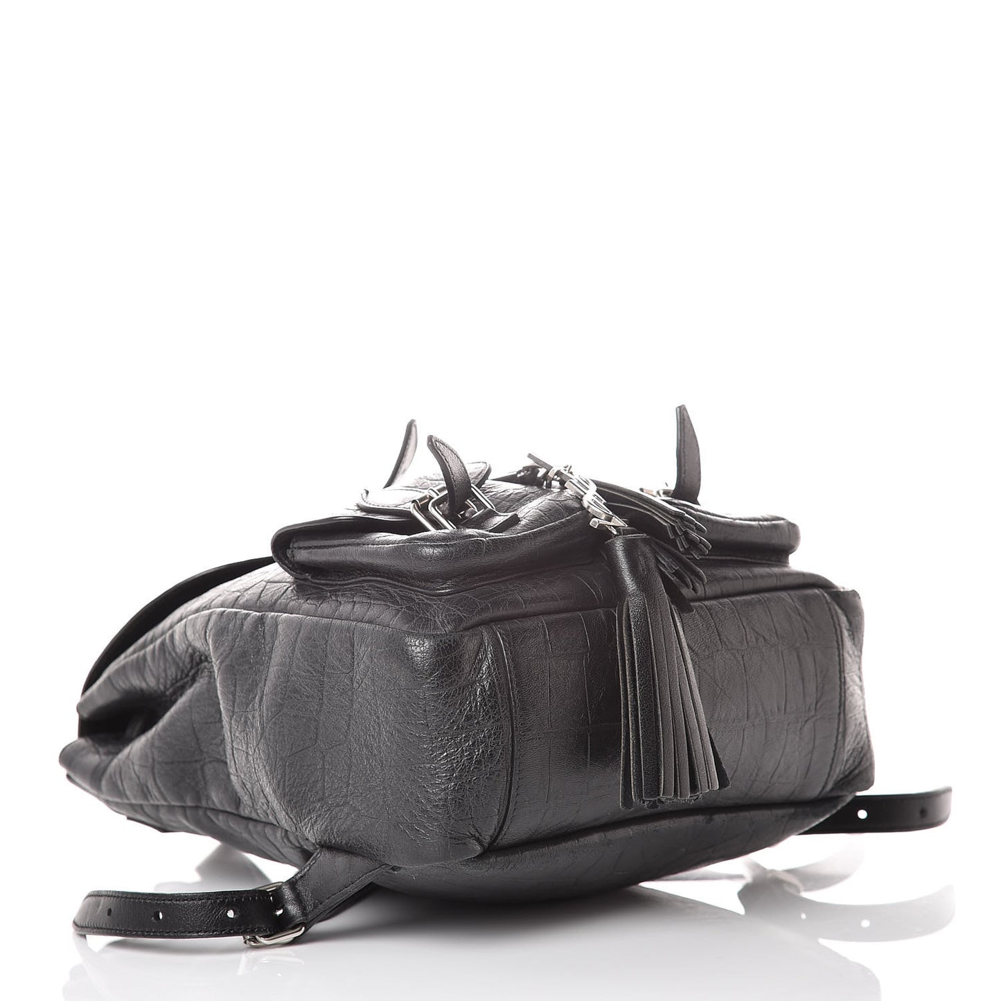 Crocodile Embossed Lambskin Festival Backpack Black