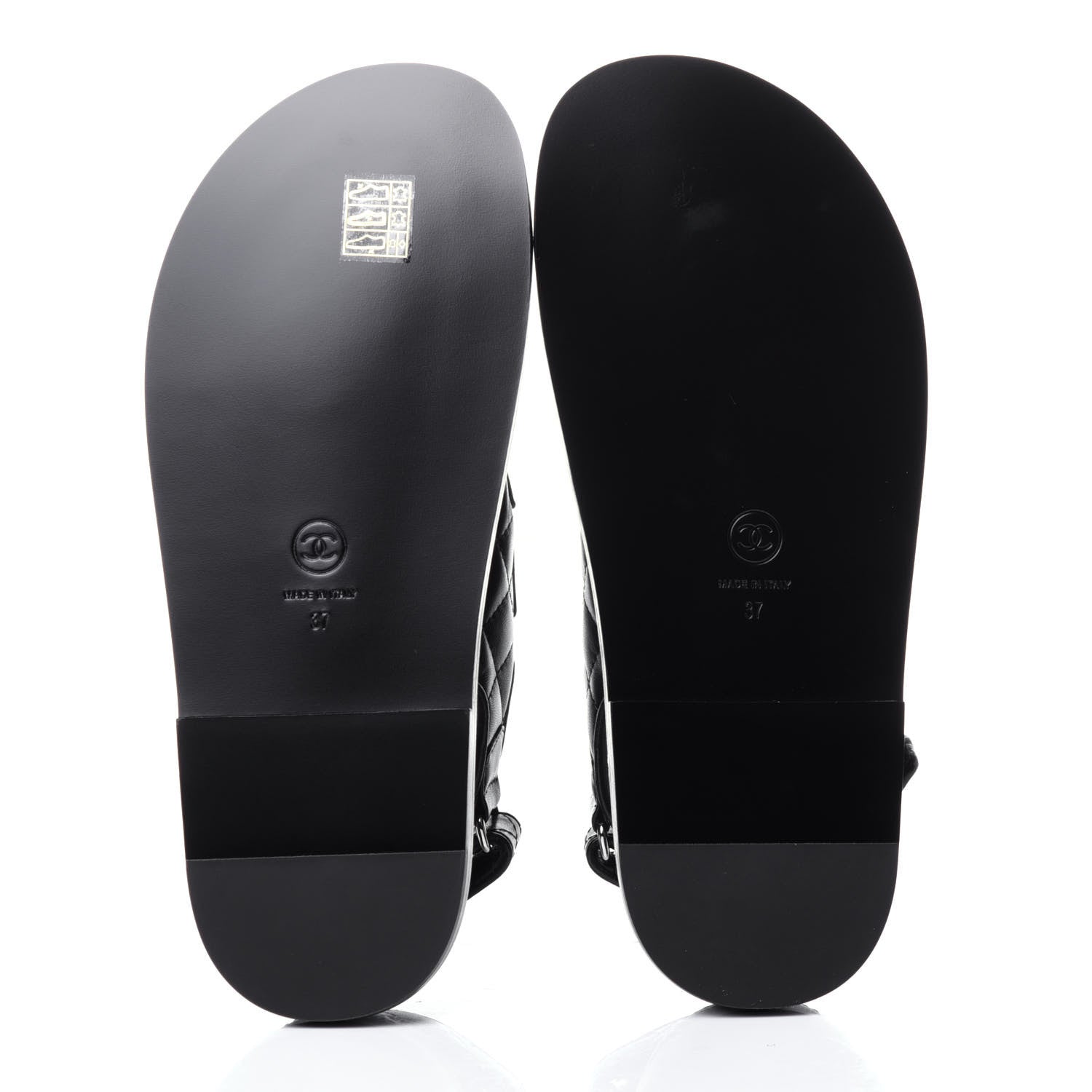 Chanel Lambskin Velcro Dad Sandals 37 Black 7 of 12